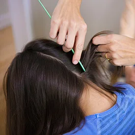 checking a child for head lice